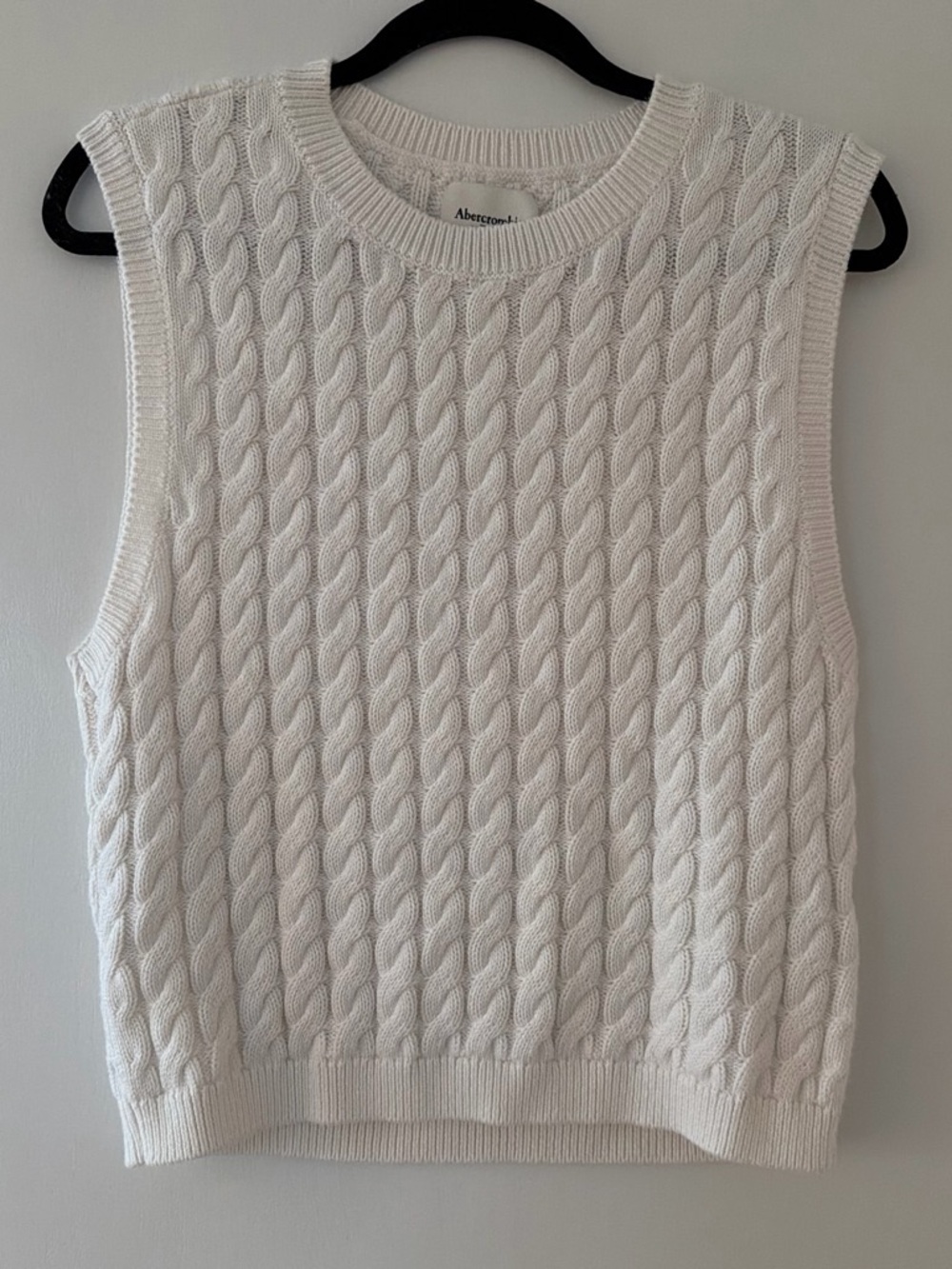White cable knit sweater vest